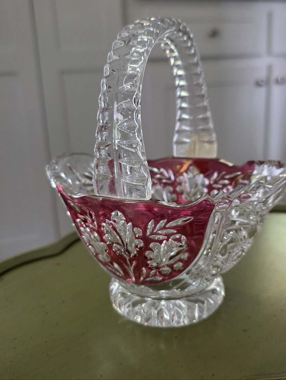 Vintage Anna Hutte  Bleikristal Ruby Overlay Crystal Basket